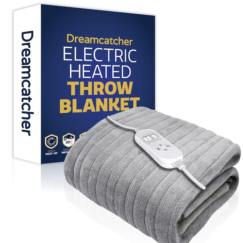 image 1 of Dreamcatcher Deluxe XL Electric Throw Heated Double Over Blanket Fleece - Silver | Silver | Silver | One Size | 1