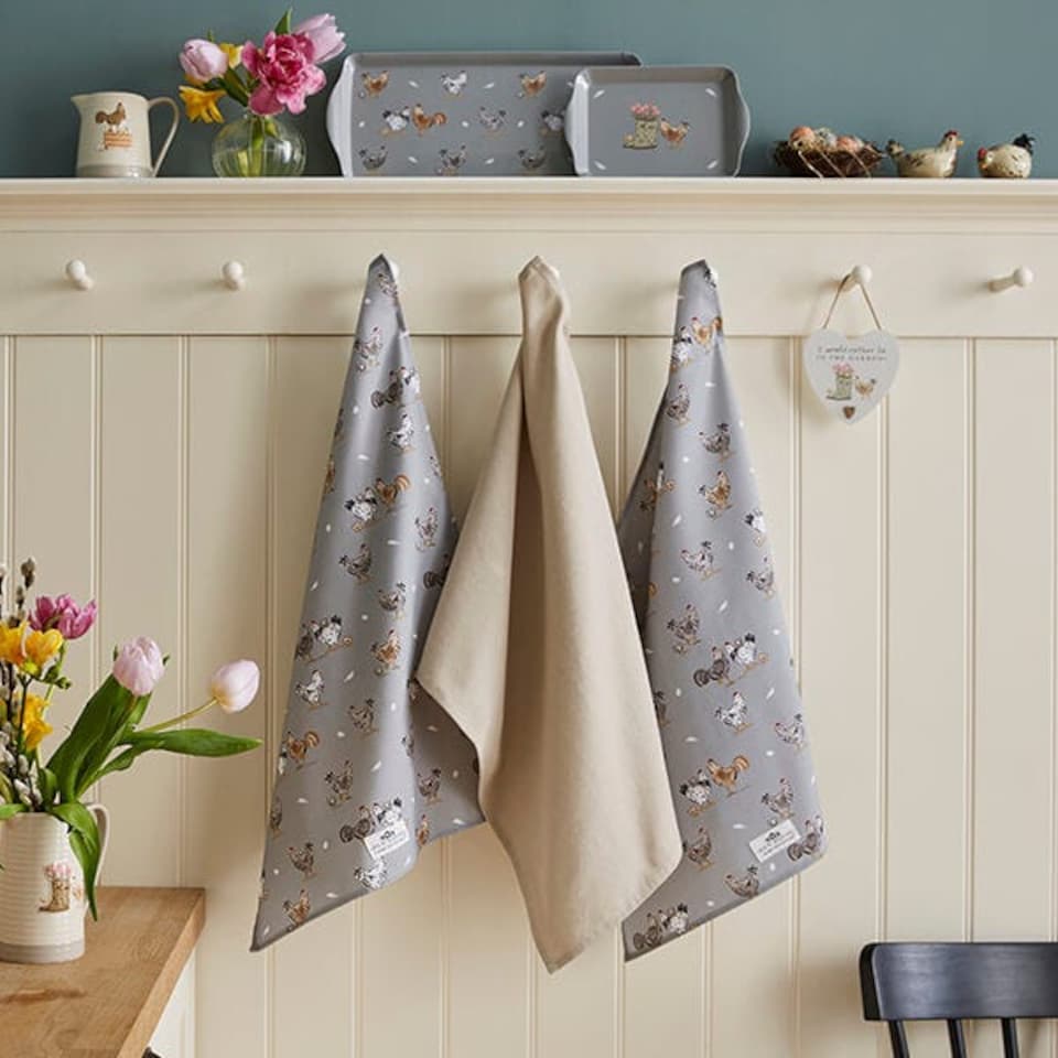 image 1 of Cooksmart Hen House Lane Pack of 3 Tea Towels