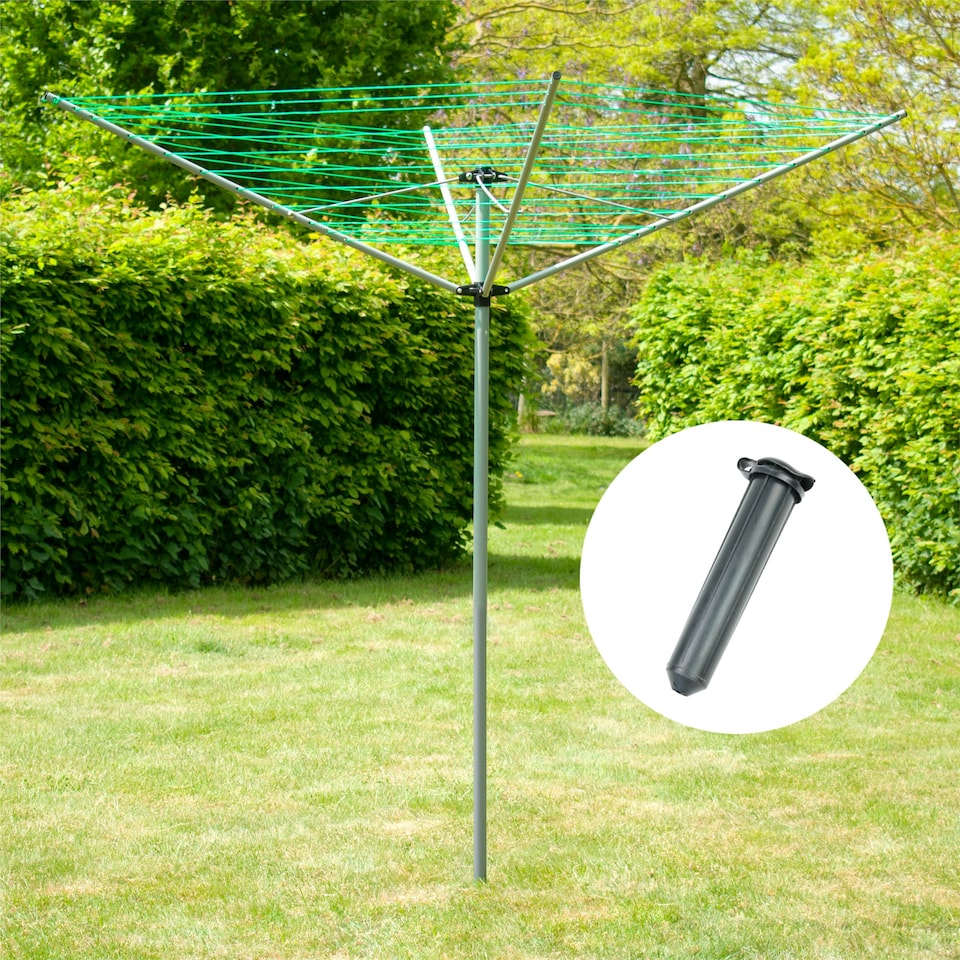 image 1 of KCT 4 Arm Rotary Washing Line - 40m Drying Area | Green | Silver