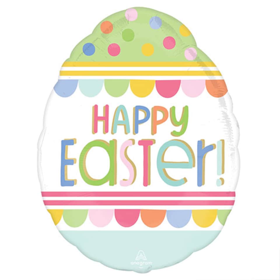 image 1 of Happy Easter Colourful Egg Helium Foil Shaped Balloon 63cm / 25 in | Multi