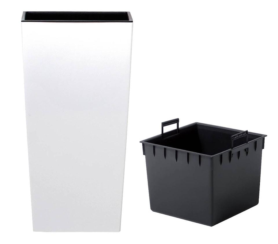 image 1 of Urbi 12.5cm Square Plastic Planter Pot for Indoor & Outdoor Use | White | White & Set of 4 | 4