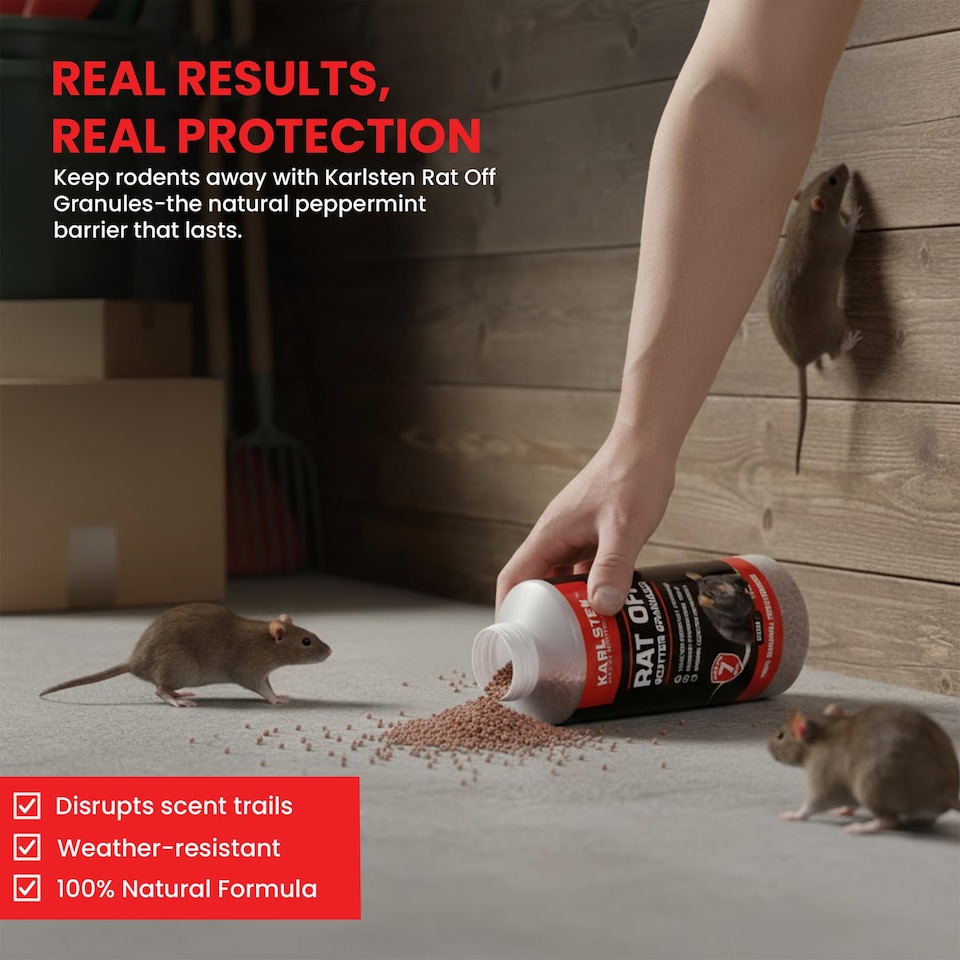 image 1 of Karlsten Rat Off Mice & Rodent Barrier Granules - Peppermint Scented Pellets - Natural Aroma for Fresh, Clean Spaces - 650g