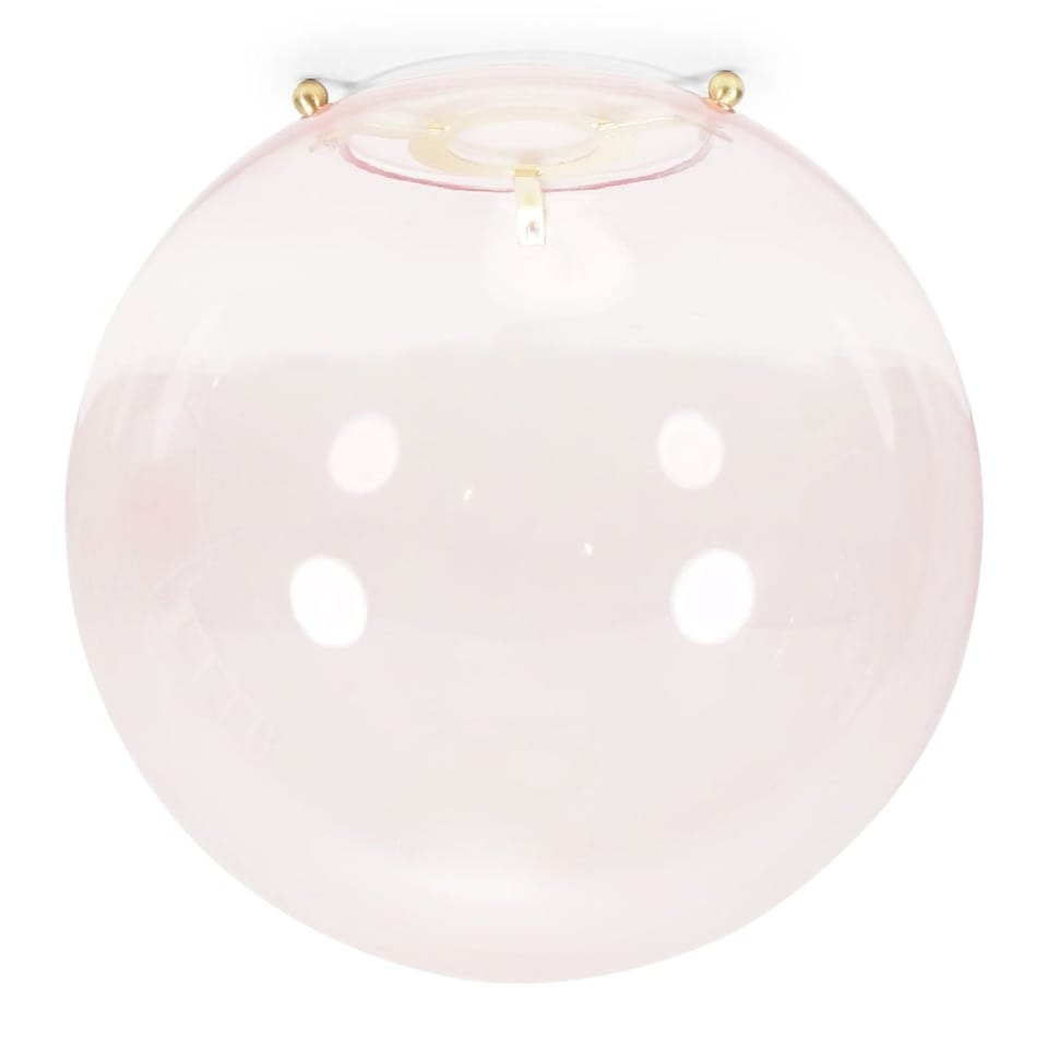 image 1 of ValueLights Frenchie Pink Tinted Glass Globe Gold Easy Fit Shade and Bulb
