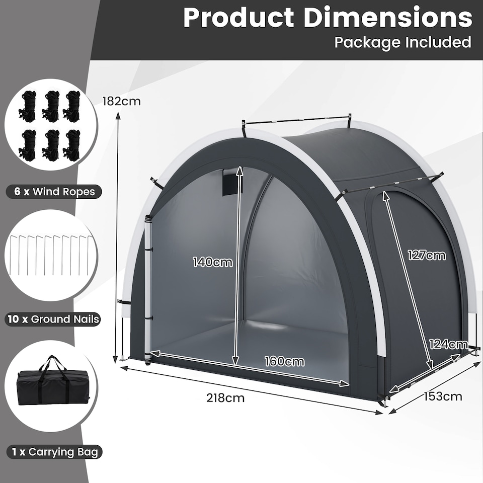 image 1 of COSTWAY Bike Storage Shed Tent Outdoor Bike Cover Bicycle Tent-Black