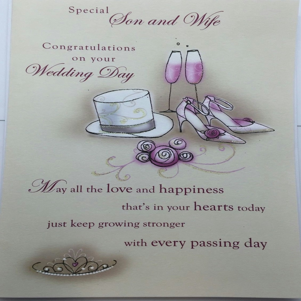 image 1 of Second Nature Son And Wife Wedding Day Cards ' Poetry In Motion ' Greeting Card Poetic Verse