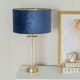 image 2 of ValueLights Balan Glass with Gold Table Lamp and Navy Blue Velvet with Metallic Gold Inner Lamp Shade Blue
