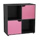 image 1 of 4-Cube Shelving Unit With Wooden Doors - Square | Black | Black & Pink | 1
