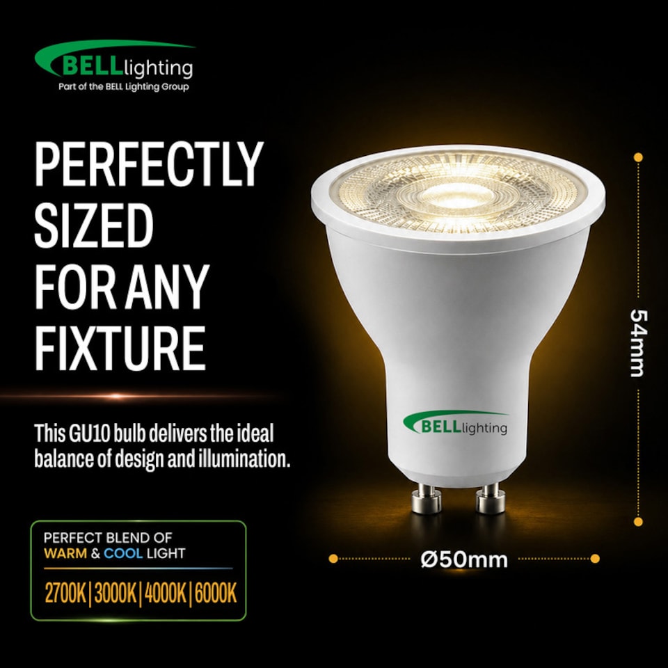 image 1 of BELL Lighting GU10 Dimmable LED Spotlight arm White 3000K 4.4W Light Bubs