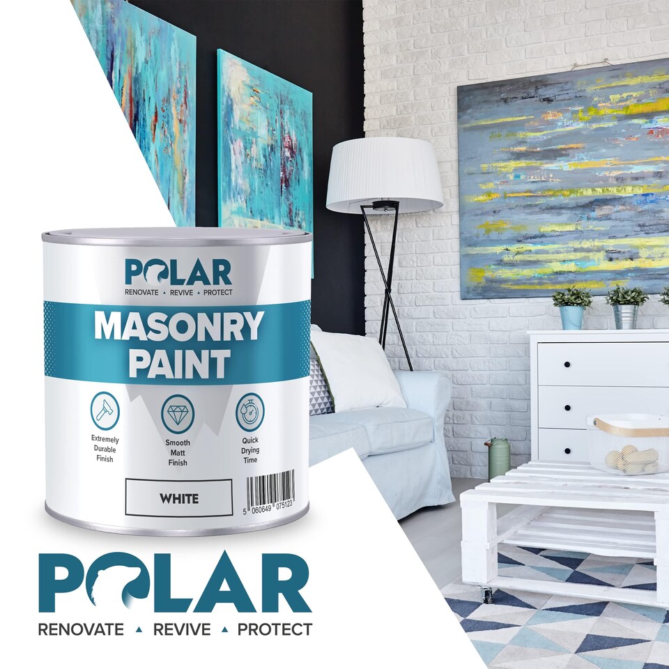 image 1 of Polar Masonry Paint Multi-Purpose Interior & Exterior Emulsion Paint Matt | Black | Black | 500 ml