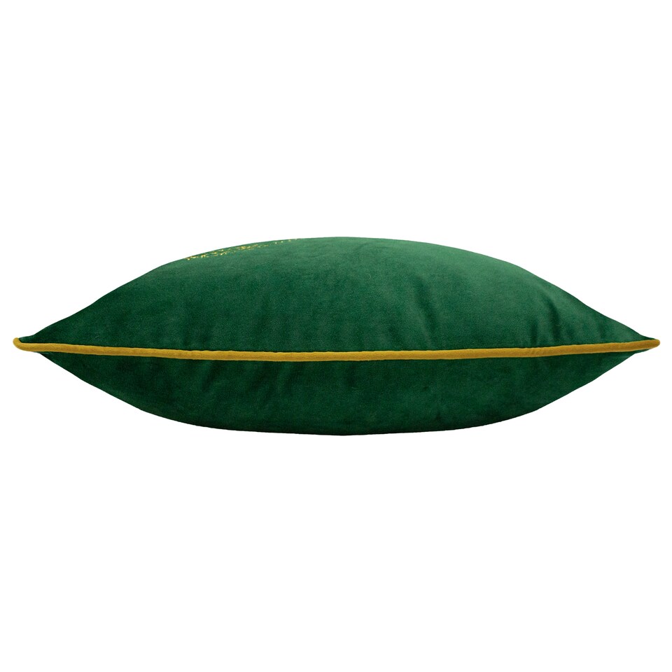 image 1 of Furn Forest Fauna Stag Velvet Piped Cushion, Emerald/Gold, 50 x 50cm