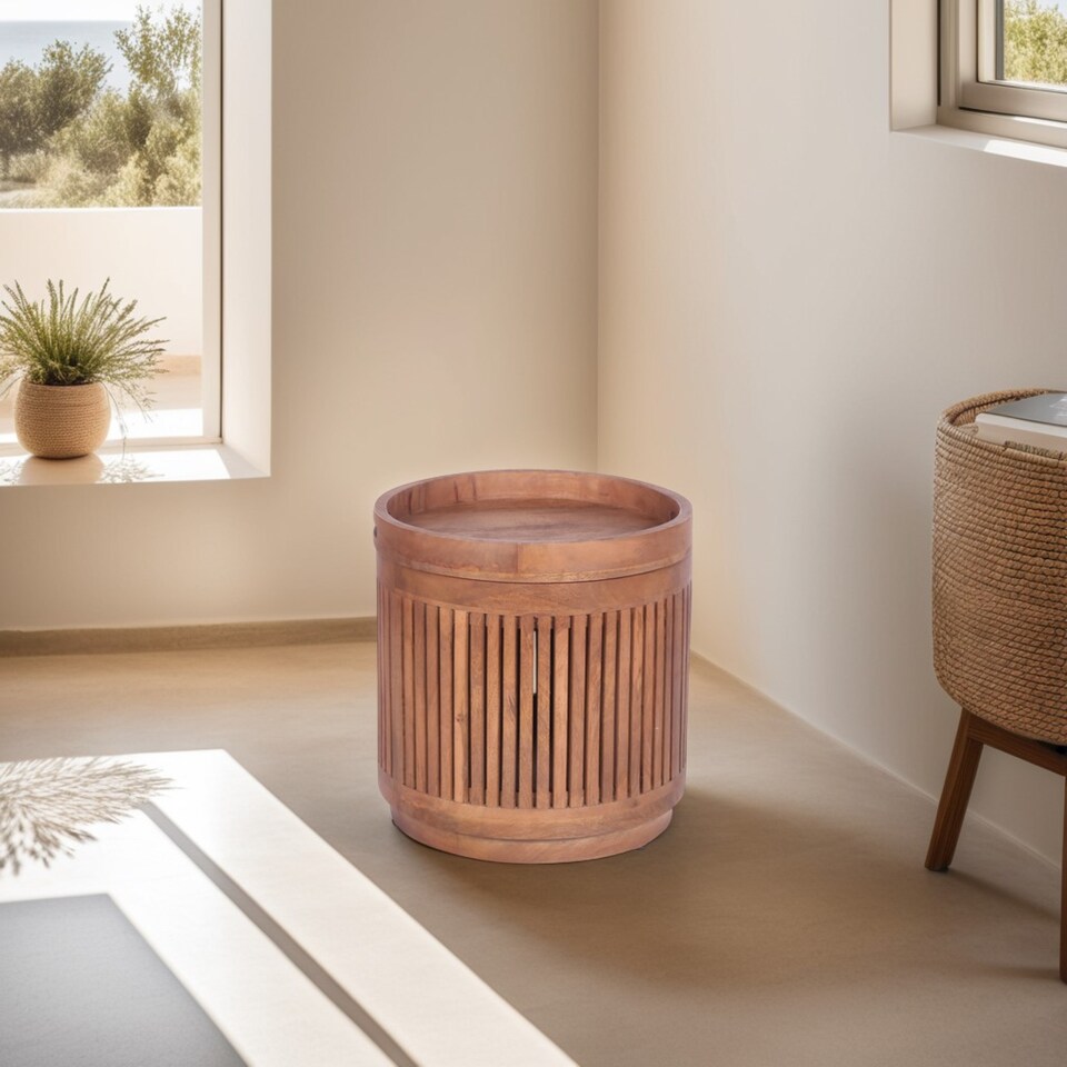 image 1 of Mango Wood Storage Side Table