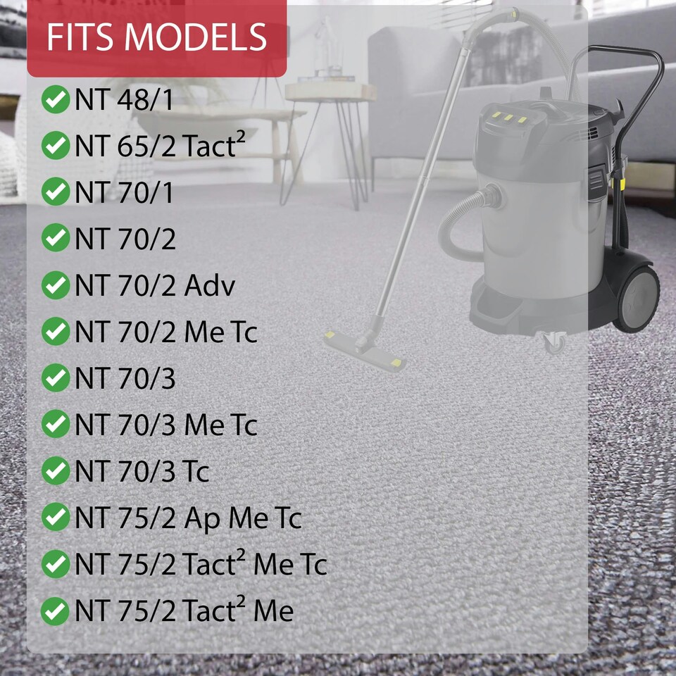 image 1 of SPARES2GO Dust Bags for Karcher NT 48/1, NT 65/2, NT 70/1, NT 70/2, NT 70/3, NT 75/2 Vacuum x 10