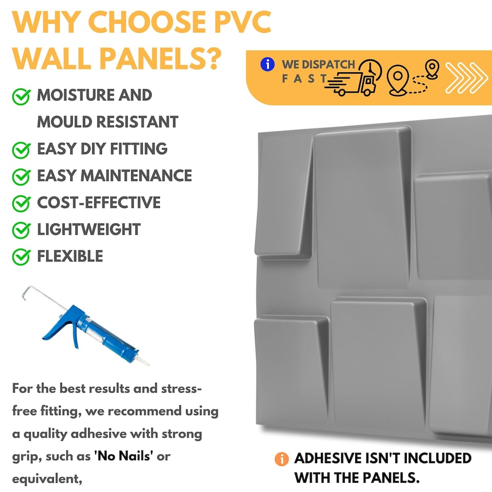 image 1 of NOVECRAFTO 3D Geometric Wall Panels – Matt White Squares Design – 6 PVC Sheets – 1.5m² (16.15sqft) – Interior Cladding Wall Tile Effect | White