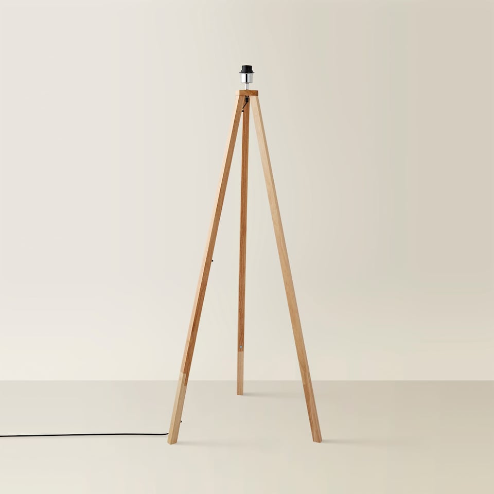 image 1 of ValueLights Modern Light Wood Tripod Design Floor Lamp Base | Brown