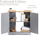 image 2 of Christow Bathroom Under Sink Cabinet Grey Bamboo Wooden Storage Cupboard Unit