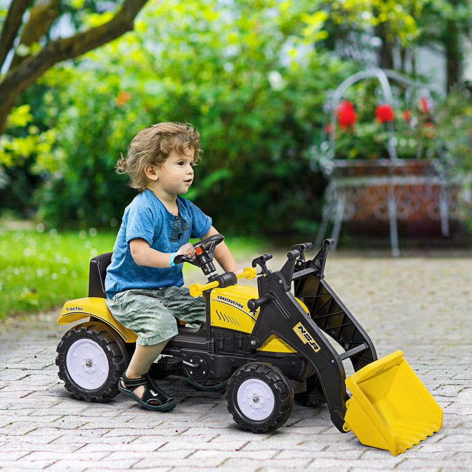 image 1 of HOMCOM Pedal Go Kart Ride On Excavator With Front Loader Digger Four Wheels Child Toy, for 3 Years Old