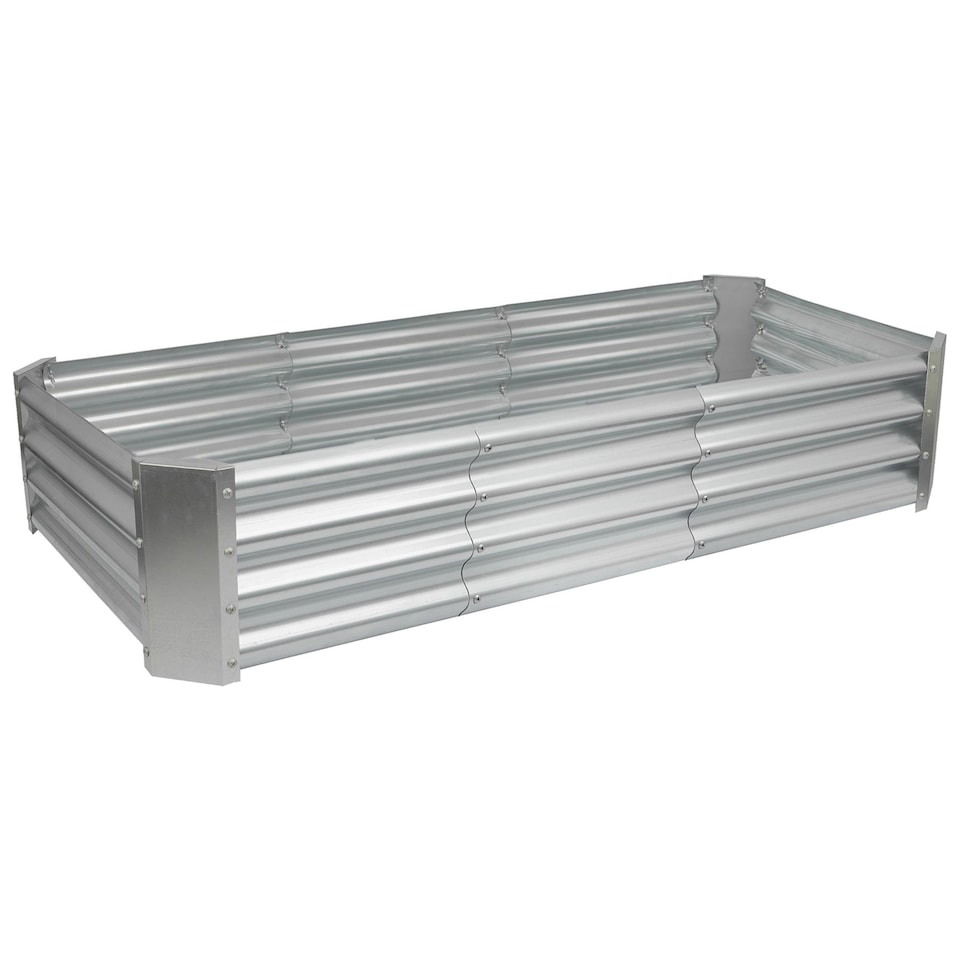 image 1 of Harbour Housewares Rectangle Galvanised Steel Raised Garden Bed - 180cm x 90cm - Silver | Silver | Silver