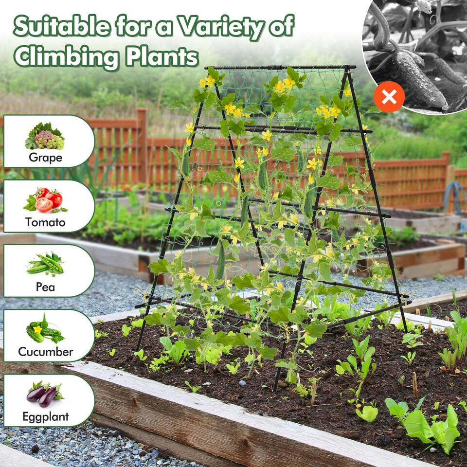 image 1 of COSTWAY A Frame Cucumber Trellis Garden Plant Support Trellis
