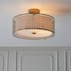 image 2 of Cordero Decorative Flush Ceiling Lamp, Gold Effect Plate, White Fabric, Frosted Glass