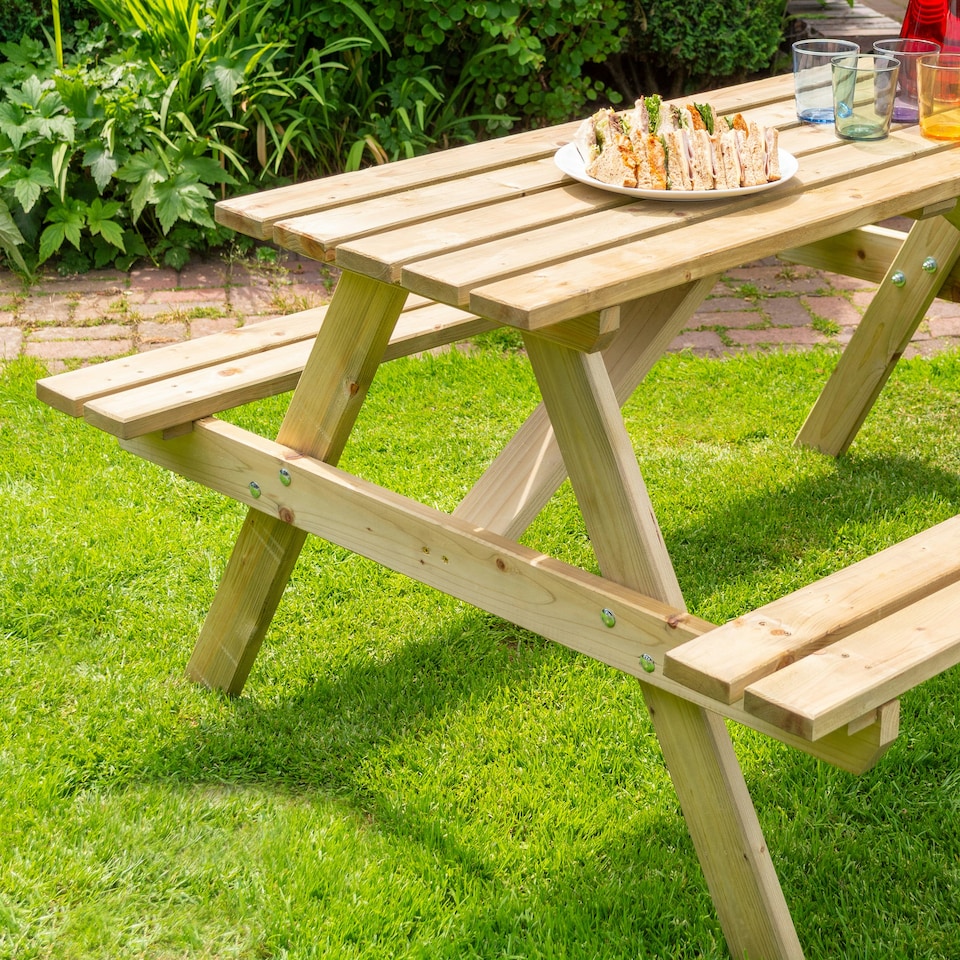image 1 of Rowlinson Traditional Timber Picnic Table 1.5m Brown