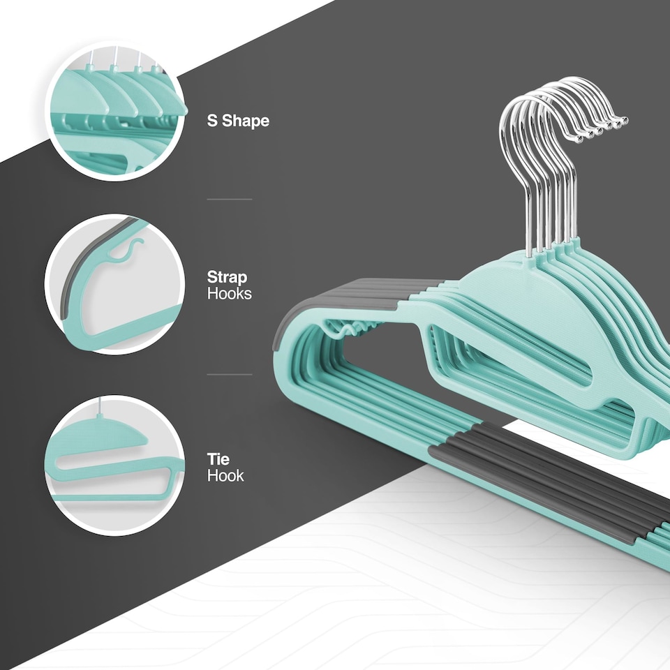 image 1 of Keplin Non-Slip Hangers, Durable, Slimline Design for Space Saving with 360 Degree Swivel