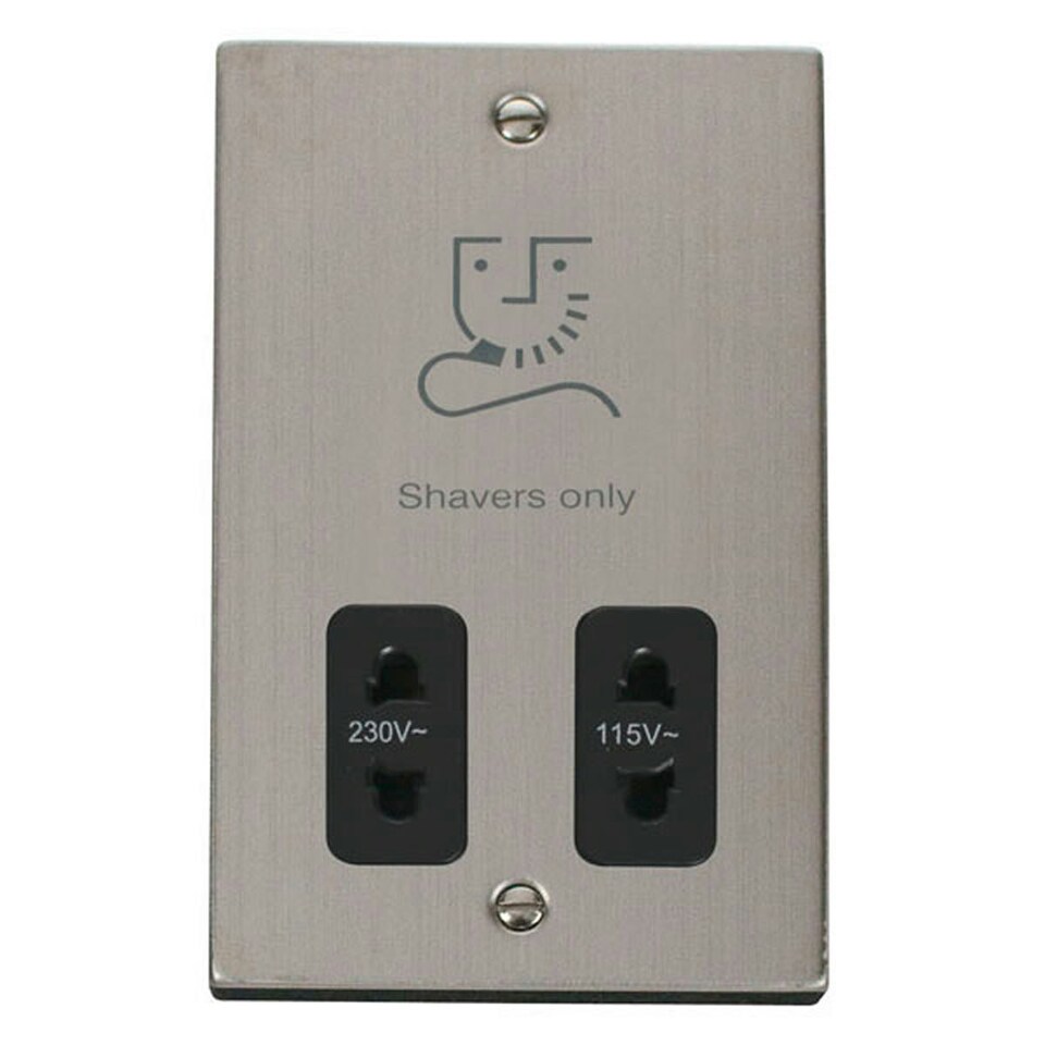 SE HOME Stainless Steel Shaver Socket 115v/230v Black | Stainless Steel