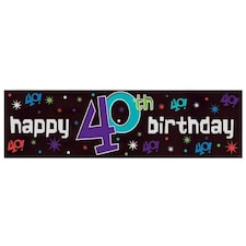 Amscan Repeat Print 40th Birthday Banner - Black/Multicoloured - One Size