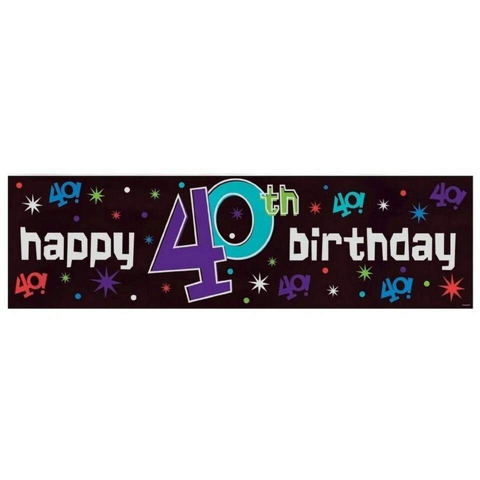 Amscan Repeat Print 40th Birthday Banner - Black/Multicoloured - One Size