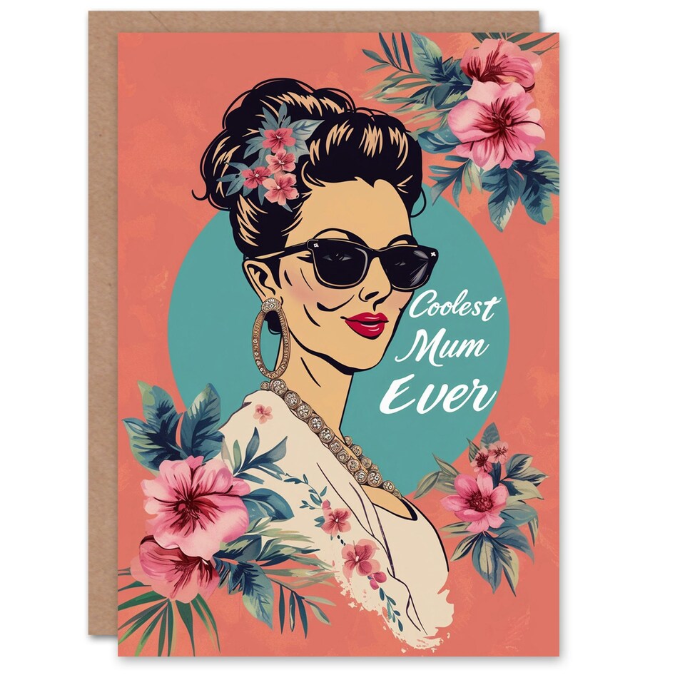 image 1 of Mothers Day Card Coolest Ever Tropical Sunglasses Mum Card
