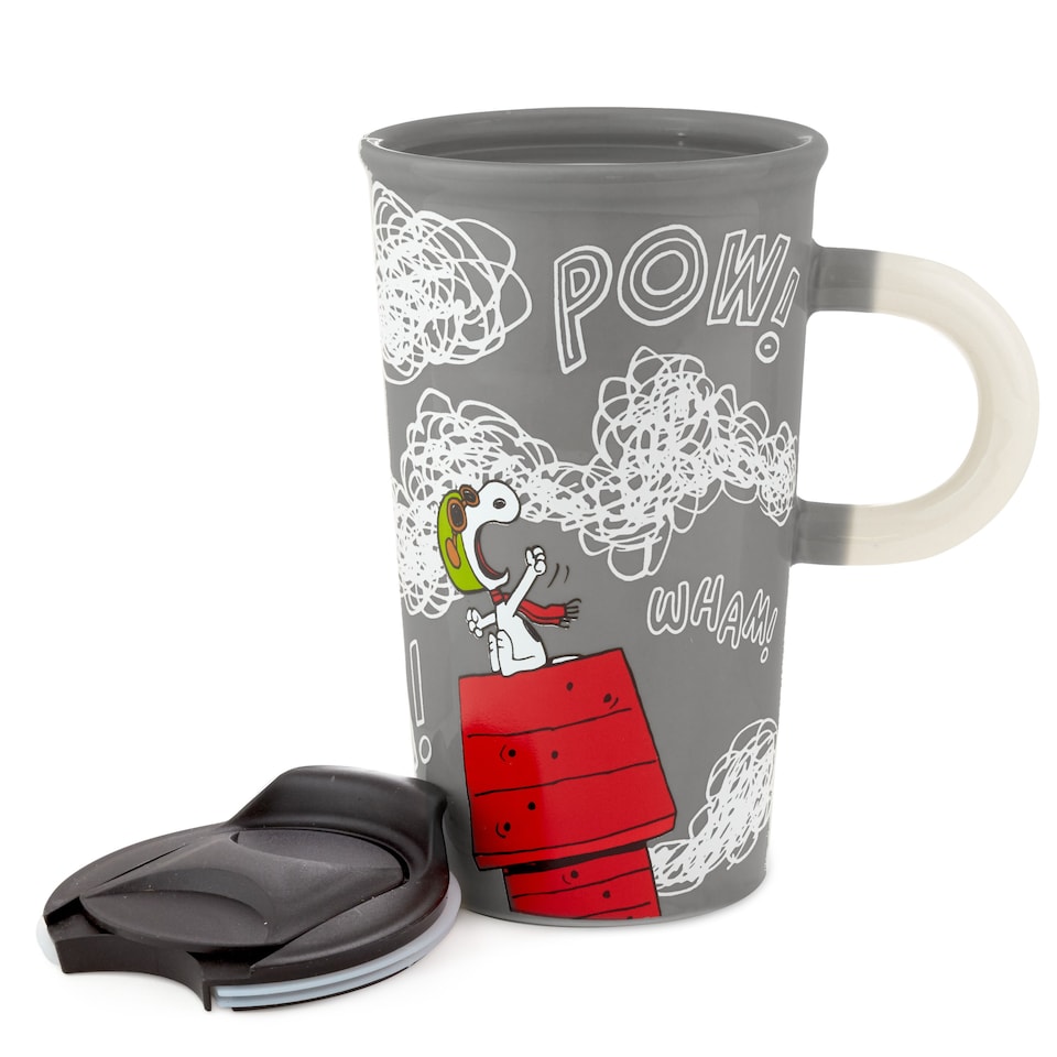 image 1 of Hallmark Peanuts Snoopy Colour Changing Ceramic Travel Mug with Lid
