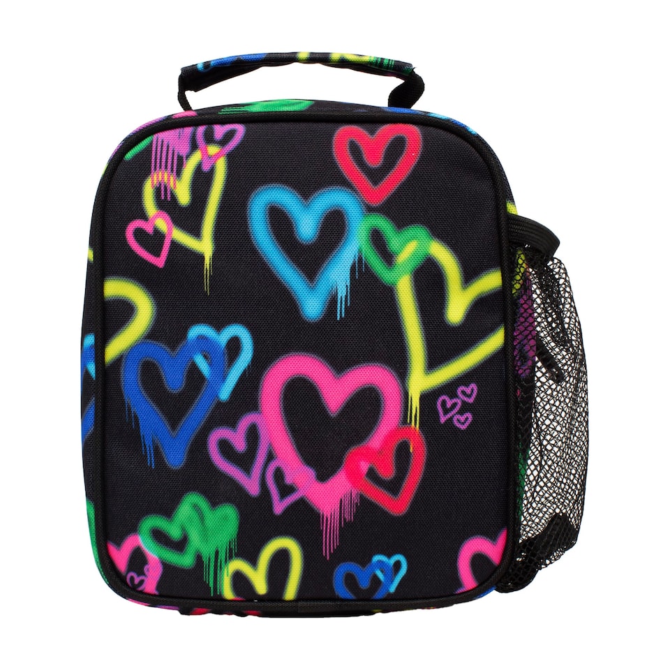 image 1 of Kids Lunch Box Black Graffiti Hearts | Thermal Insulated School Bag 4.5L | Black | Black | One Size | 1