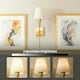 image 1 of ValueLights Kincaid Plated Gold Wall Light with Cream Shade and E27 Globe LED 3.5W White Mix 6000K Bulb