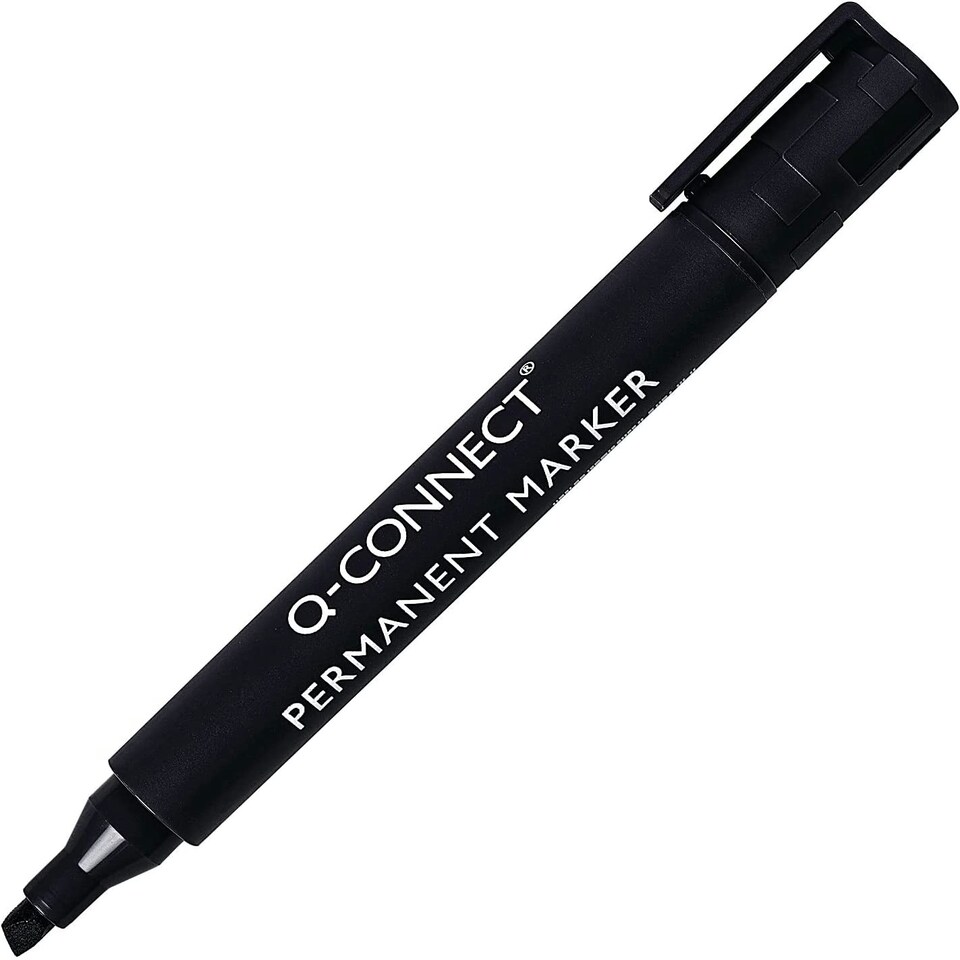 image 1 of Pack of 10 Black Permanent Marker Pen Chisel Tip by Q Connect
