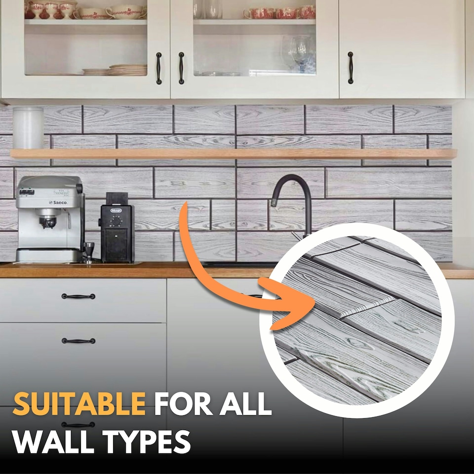 image 1 of NOVECRAFTO 3D Faux Wood Wall Panels – 6 PVC Sheets, Covers 2.76 sqm (29.76 sq ft), 96x48cm Each – Decorative Grey Wood Texture Cladding, Moisture Resistant