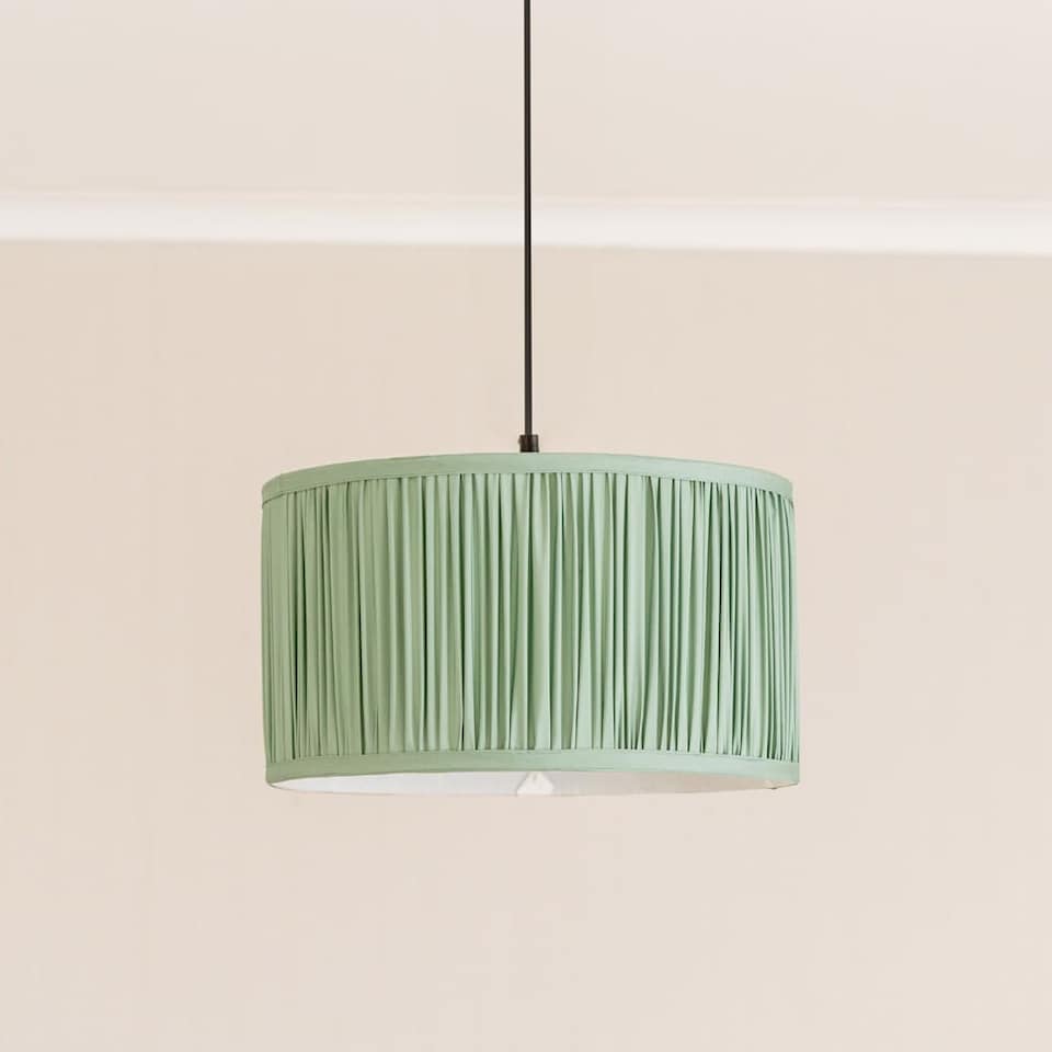 image 1 of ValueLights Jess Green Fabric Ruched Pleated Large Drum Shade