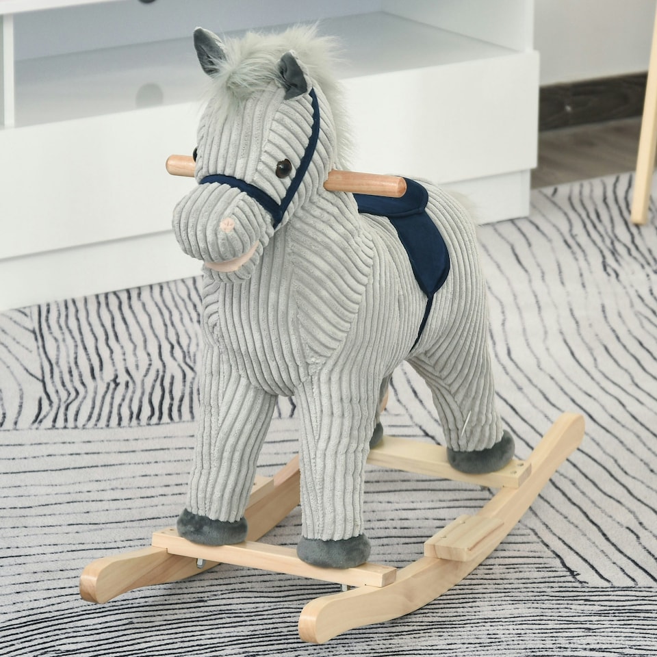 image 1 of HOMCOM Children's Rocking Horse Ride-On Sound Wood Base Handlebars 36-72 Months