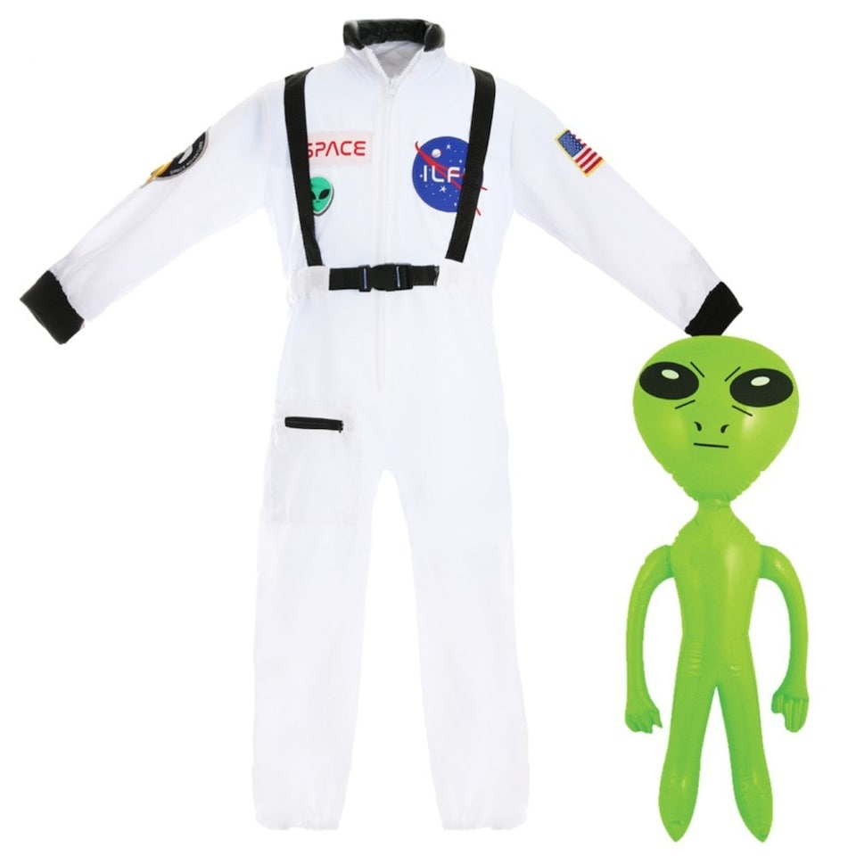 image 1 of Astronaut Costume with Alien | White | M
