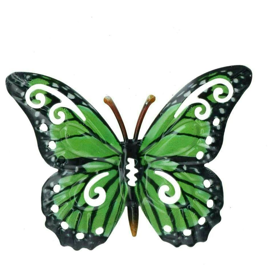 image 1 of Set of 4 Green Small Metal Butterflies Garden/Home Wall Art Ornament