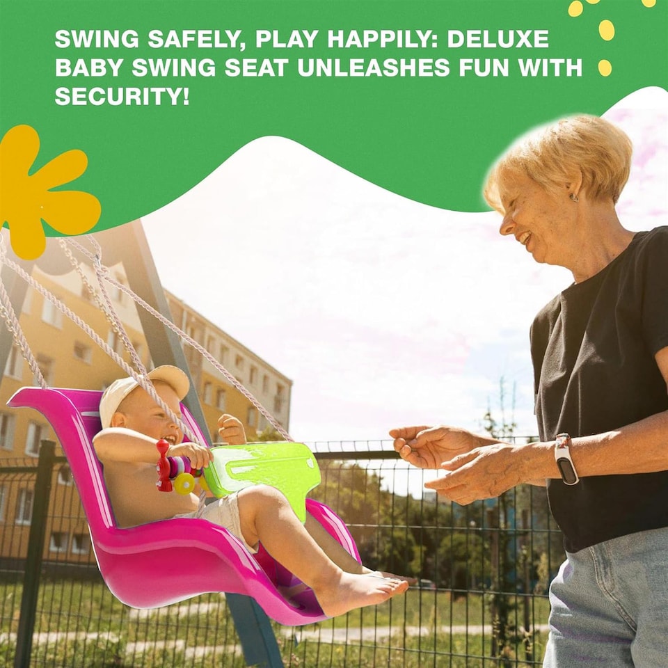 image 1 of The Magic Toy Shop Pink Toddler Swing Chair Adjustable Kids Outdoor Playground Swing Seat