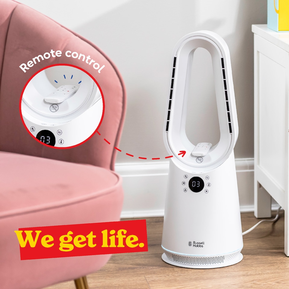 image 1 of Russell Hobbs Bladeless Cooling Tower Fan with Remote & Heater Function RHCBLDL3IN1