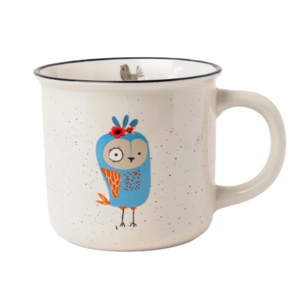 image 1 of Speckled Owl Ceramic Mug 390ml | Pink | Pink Owl | 390ml | 1