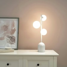 ValueLights Marlow Oyster Grey Opaque Glass Globe 3 Way Table Lamp | Grey