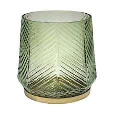 Elm Embossed Candle Holder Green
