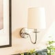 image 2 of ValueLights Memphis Traditional Silver Chrome Wall Light Fitting with a Fabric Lampshade - Bulb Included