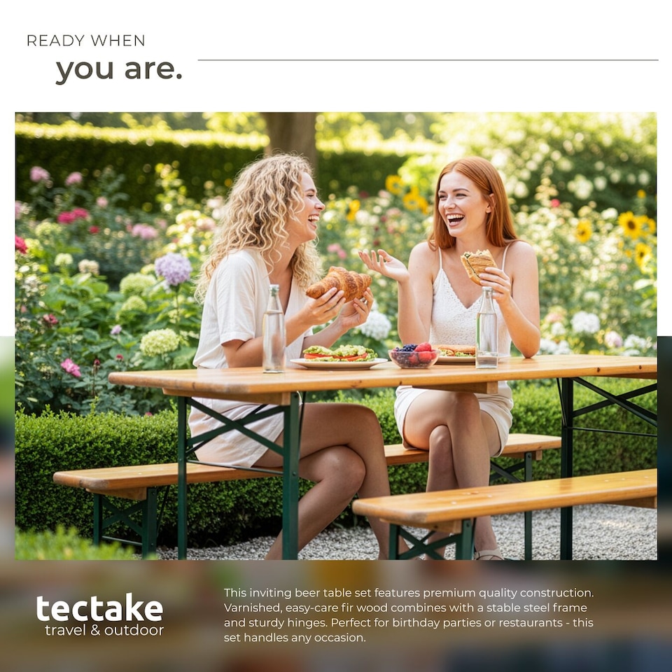 image 1 of Picnic Table and Benches Sissi - 3-piece, foldable