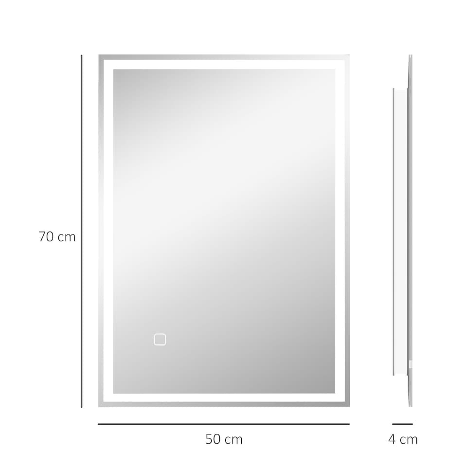 image 1 of HOMCOM Bathroom Illuminated Mirror with 3 Colour LED Lights Defogging Film
