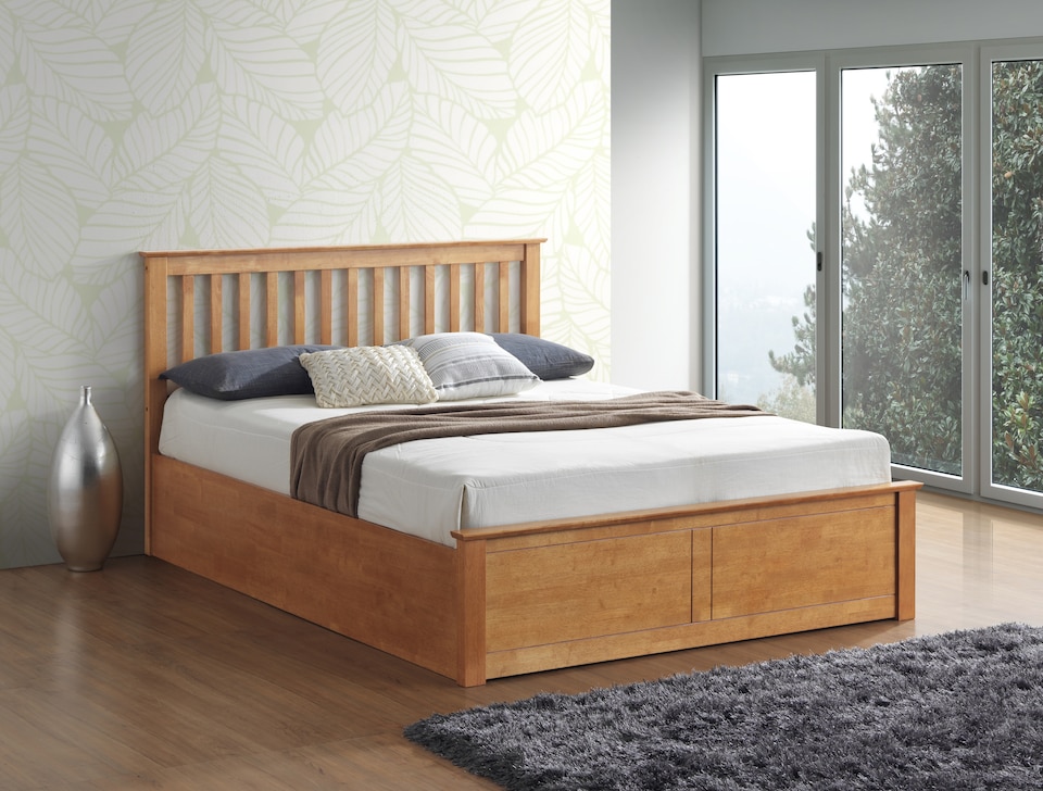image 1 of Malmo Oak Wooden Ottoman Bed Double | Multi
