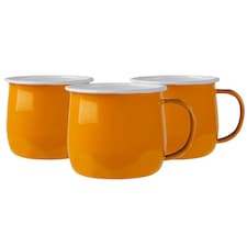 Argon Tableware Coloured Enamel Belly Mugs - 375ml - Yellow - Pack of 6 Yellow