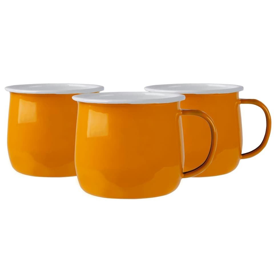 image 1 of Argon Tableware Coloured Enamel Belly Mugs - 375ml - Yellow - Pack of 6 Yellow