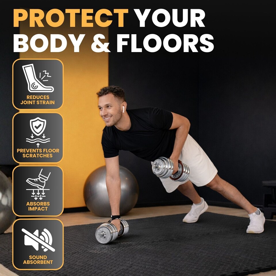 image 1 of Soft Interlocking Floor Mats Set - Non-Slip Foam Tiles EVA Puzzle Mats for Gym, Garage, Home Workout, Playroom, or Office